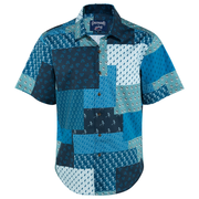 Grateful Dead | Classic Short Sleeve Button Down | Logos Blue Patches (C)