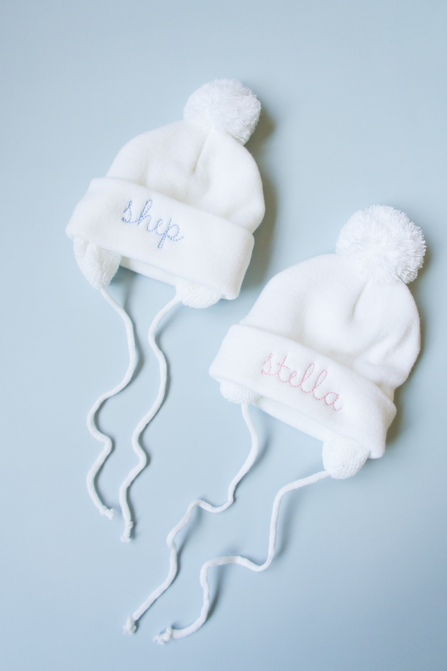 NAME POM BABY BEANIE - SNOW