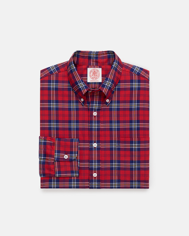 Made-in-USA Red Ground Tartan Flannel Sport Shirt - Classic Fit