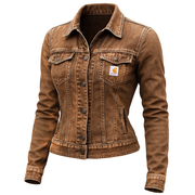 Carhartt Women's Vintage Western Cowboy Multi-Pocket Distressed Lapel Jacket
