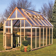 Sunshine DIY Gardenhouse Kit 8 ft. Wide with 4mm Twinwall Polycarbonate Panels and Redwood Frame