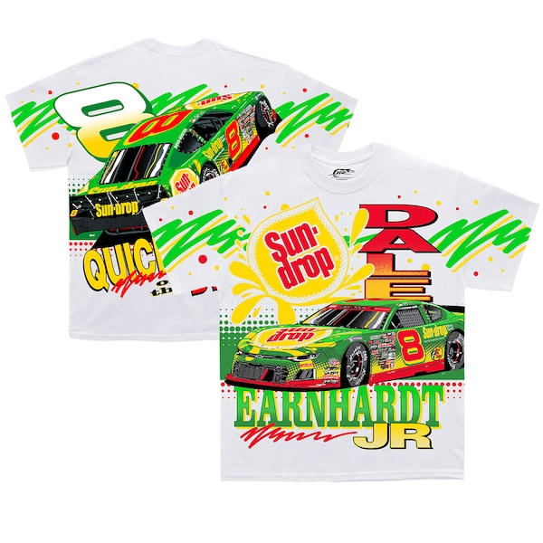 Men's Dale Earnhardt Jr.  JR Motorsports Official Team Apparel White Sun Drop Total Print T-Shirt