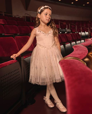 Girls Metallic Floral Fit And Flare Dress - Tiny Dancer - Freesia frost