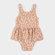 Maillot de bain à jupe rose à imprimés marguerites