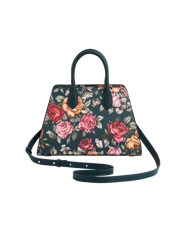 Teal Roses Structured Tote Medium