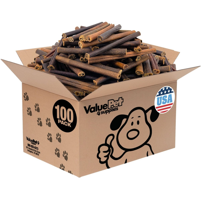 ValueBull USA Collagen Sticks for Dogs, 6 Inch Medium Chews, Natural Long-Lasting Dog Treats, 100 Count Bulk Pack