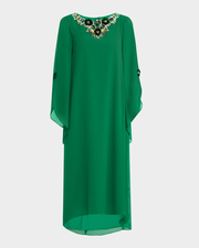 Beaded High-Low Gerogette Caftan Midi Dress