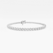 2 ctw Round Lab Grown Diamond Three-Prong Tennis Bracelet - 6 Inches 14K White Gold, FG, VS2+