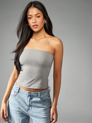 Double Layer Strapless Bandeau Top Workout Yoga Running Athletic Basic Crop Tank Summer Spring Festival Essential Layering Piece