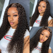 Natural Deep Curly Lace Front Wigs HD Transparent Glueless Lace Wig Deep Curly Wigs Human Hair  Wear and Go Glueless Wigs