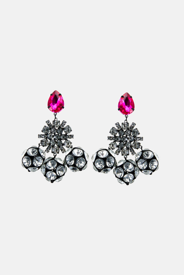 Pink Disco Snowflake Earrings