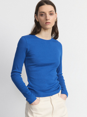 The Ribbed Long Sleeve Top in Nautical Blue