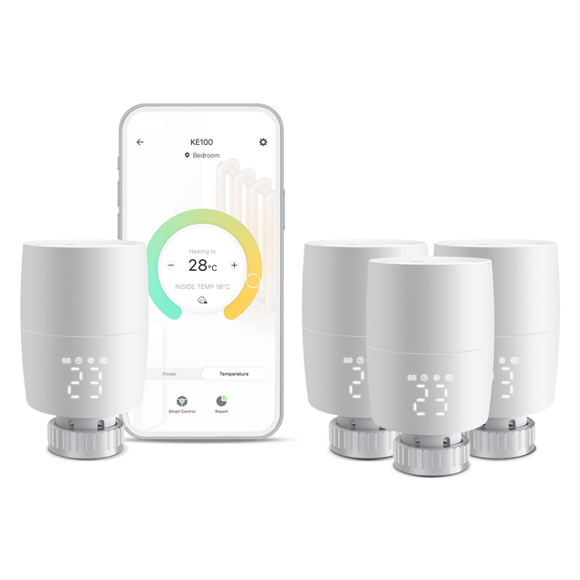 Kasa Smart Thermostatic Radiator Valve Add-on, Supports Kasa App, KE100 Four Pack