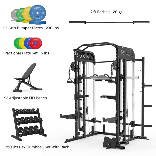 M7 Home Gym Package with 350 lbs Dumbbell Set