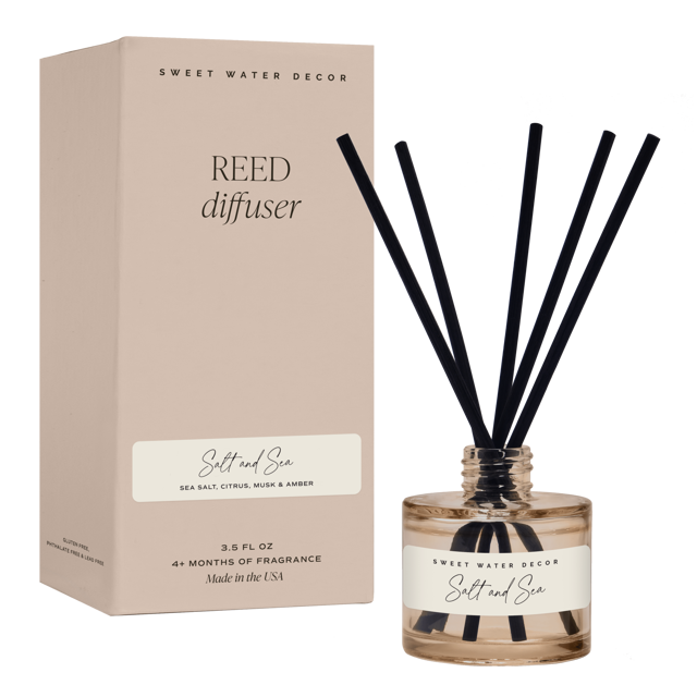 Salt and Sea Tinted Glass Jar Reed Diffuser