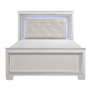 Home Elegance Allura White LED Lighting Queen Bed