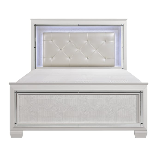 Home Elegance Allura White LED Lighting Queen Bed