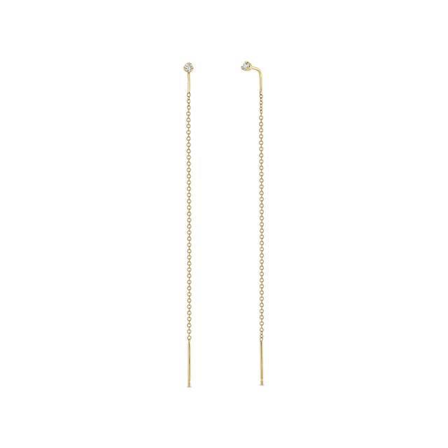 14k Prong Diamond Threader Earrings