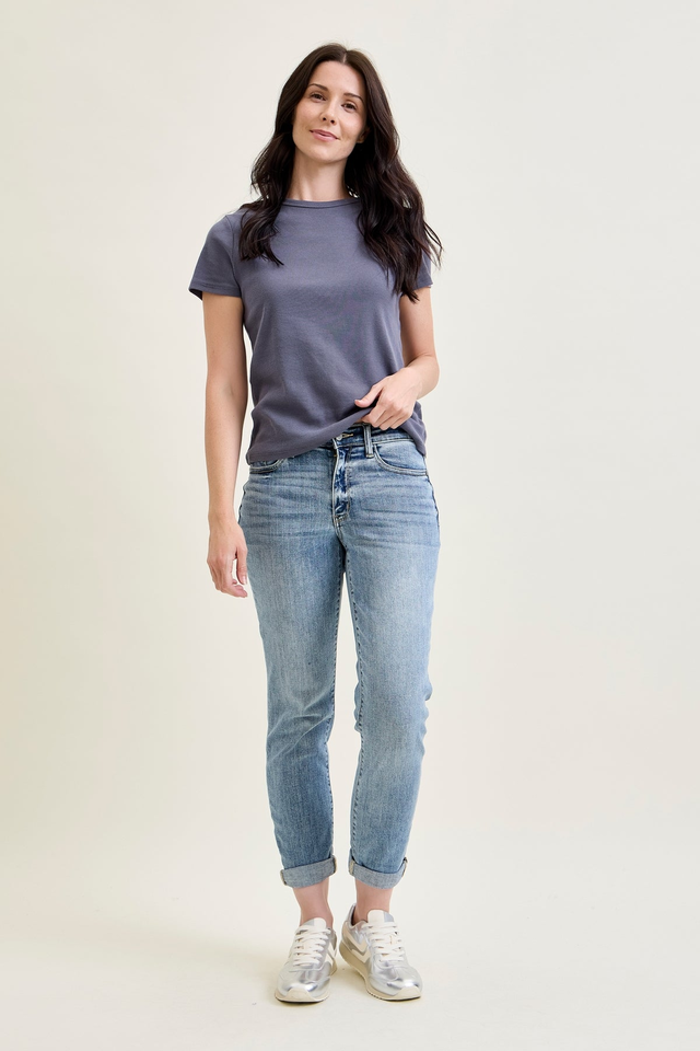 Michelle Mid Rise Vintage Wash Boyfriend Jeans
