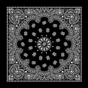 12 pieces, Western Paisley Bandana - Made in USA 100% Cotton, Black, 22" x 22" 