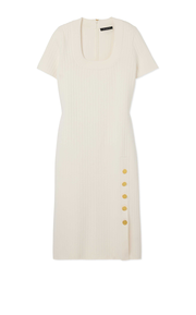 Buttoned Rib Knit Dress