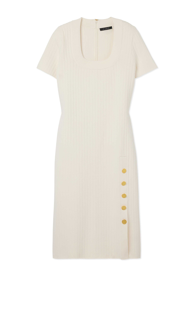 Buttoned Rib Knit Dress