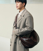 [Draw Fit X Kang Stylist] Hobo Leather Cross Bag [DARK BROWN]