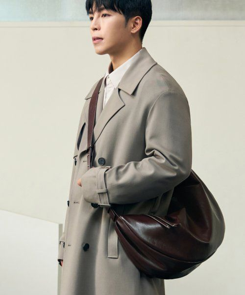 [Draw Fit X Kang Stylist] Hobo Leather Cross Bag [DARK BROWN]