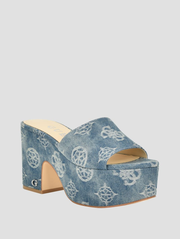 Yapplea Denim Peony G Platform Mules