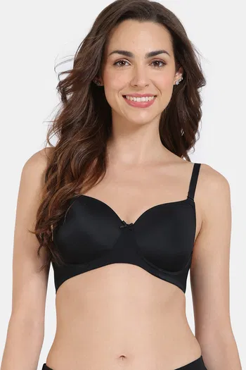Zivame Padded Non Wired 3/4Th Coverage T-Shirt Bra - Anthracite