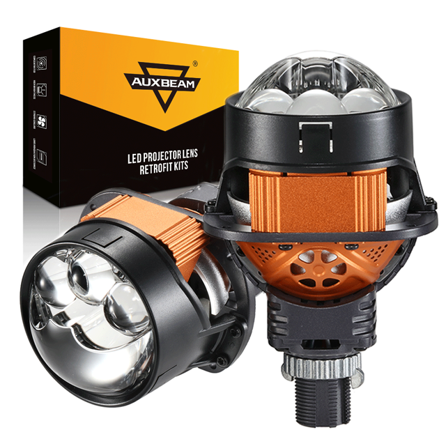 🆕2.5 Inch 100W 6000K Bi-LED Projector Headlight with 3 Direct Laser High Beam Lenses S8 Series – Non-Destructive Installation for Cars | 2pcs/Set