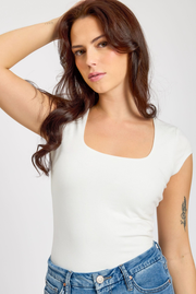 Cap-Sleeve Square-Neck Tee
