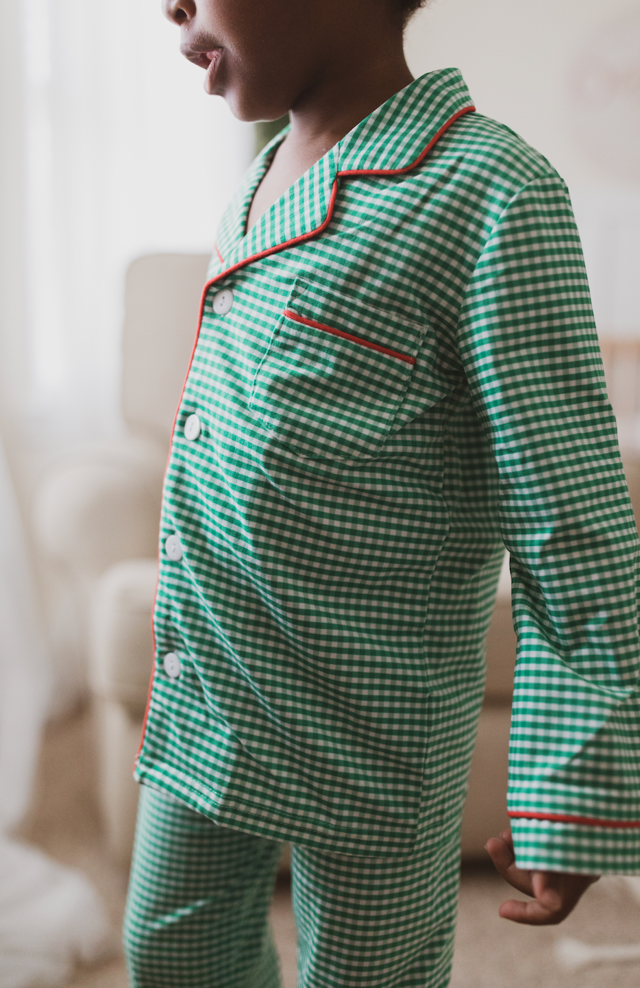 Gingham Plaid Unisex two piece pajamas