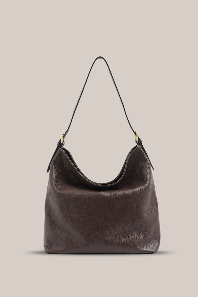 Serena Dark Chocolate Leather Hobo Bag