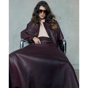 RI Studio Red Leather A Line midi Skirt