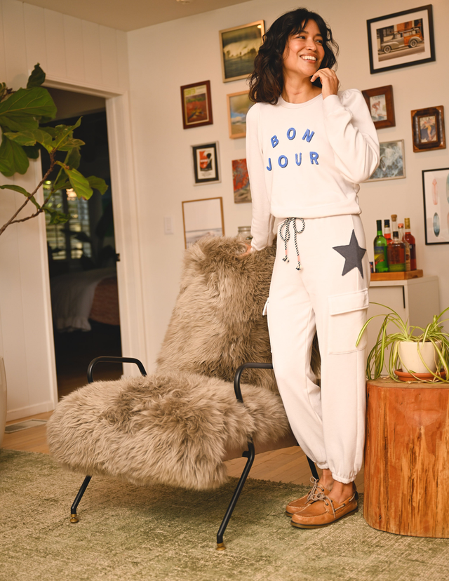 Sundry Cargo Sweatpant in Oyster