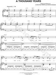 Christina Perri "A Thousand Years" Sheet Music in D Major (transposable) - Download & Print