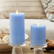 Cornflower Seaglass Flameless Candle Pillar