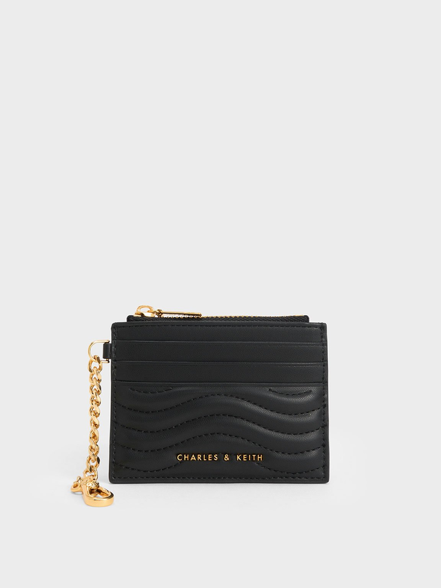 Black Aubrielle Stitch-Trim Zip Card Holder | CHARLES & KEITH