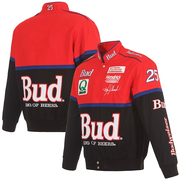 Men's Ken Schrader  JH Design Black/Red Bud King of Beers Twill Driver Uniform Full-Snap Jacket