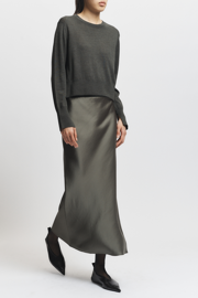 Talia Charmeuse Maxi Skirt, Dusty Olive
