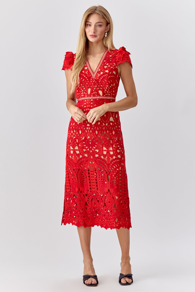 Adeline Crochet Lace Midi Dress