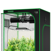 Smart Grow Tent Kit GIY-SGS-44 4x4, 4-Plant Complete System, with WiFi E42A Controller, 400W AeroLight Wing SE LED Grow Light, 6-inch AeroZesh G6 Ventilation Combo