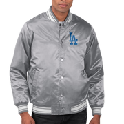 Men's Los Angeles Dodgers  Starter Gray Team Logo Satin Varsity Full-Snap Jacket