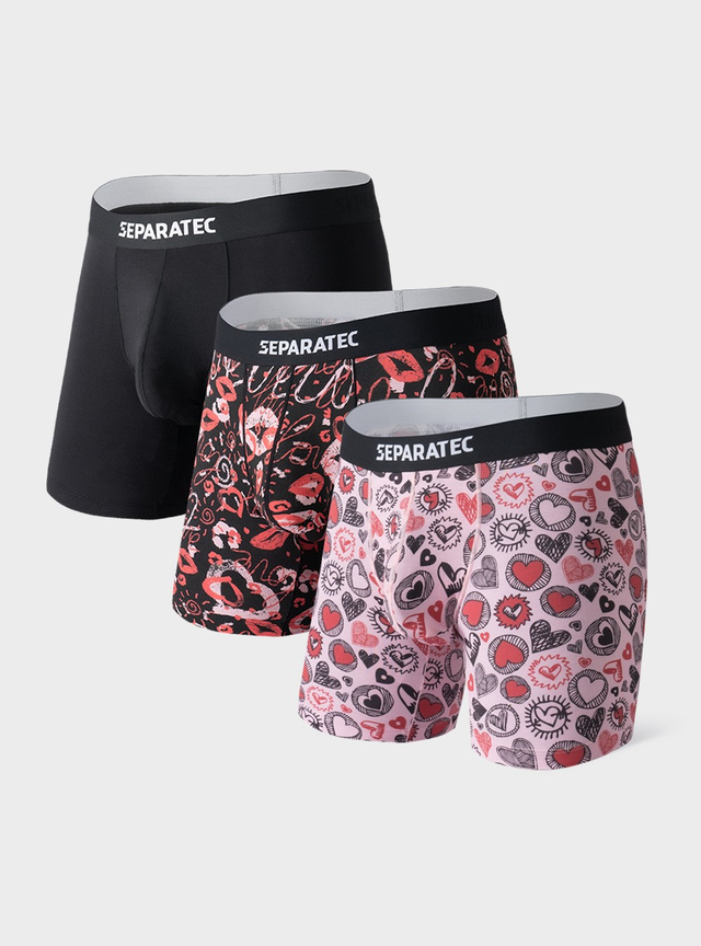 Bamboo Rayon Heart Prints Boxer Briefs 3 Pack
