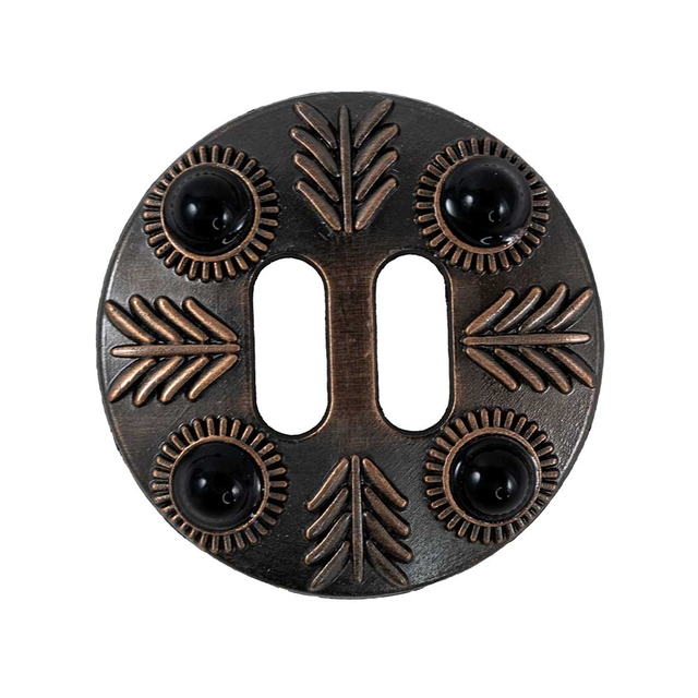 Feathered Black Stone Slotted Concho