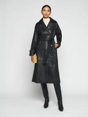 Veda Ashland Leather Trench Coat Black
