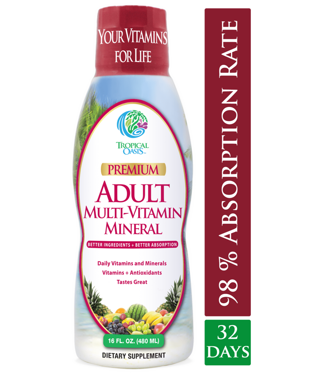 Tropical Oasis Adult Multi Vitamin and Mineral Liquid Supplement ,16 fl oz, 32 servings