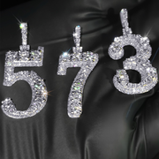 Iced Out Prong-Set Diamond Highlights Number Pendant