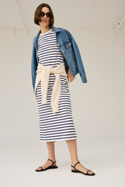 The Perfect Tee Dress in Navy Stripe